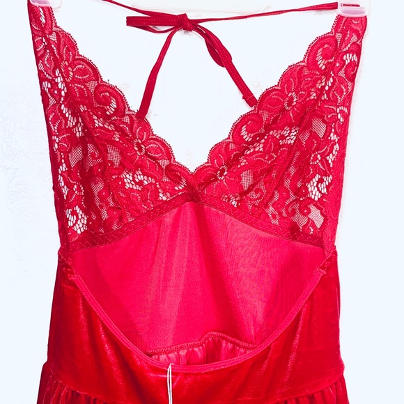 NWT Women's Sexy Santa Babydoll Lace Halter Top/Dress Lingerie set in Red. SizeM - Picture 8 of 11